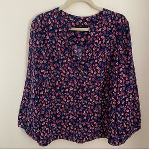 J. Crew V-Neck Floral Popover Blouse